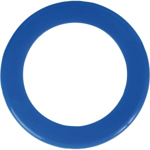 A blue donut-shaped flyer designed for promotional use.