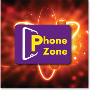 A promotional image featuring a purple logo with yellow text, set against a vibrant red and orange background.