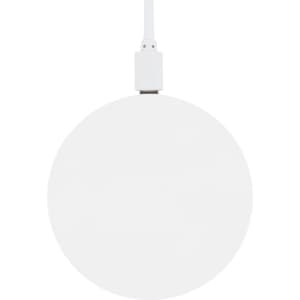 A round, white wireless charger with a connected cable. This product belongs to the Phone & Technology category.