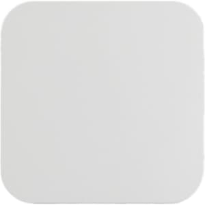 A square wireless charger in a smooth white finish.