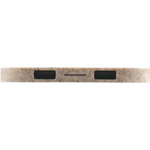 A wireless charger hub in a light beige color with textured surface and USB ports on the side.
