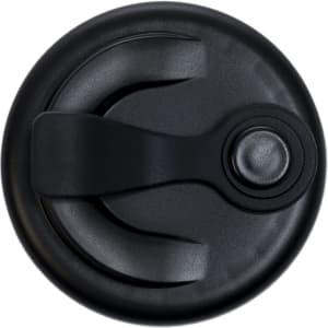A snap lid for a reusable coffee cup, featuring a secure closure mechanism in a sleek black design.