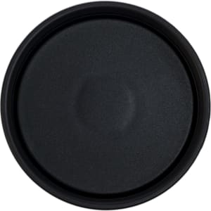A black stainless steel coffee cup with a smooth, rounded lid top and a simple design.