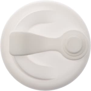 A reusable coffee cup lid made from RPET material, featuring a snap closure for easy access.