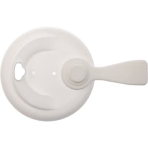 A coffee cup snap lid with a handle, designed for a reusable coffee cup, made from RPET material.