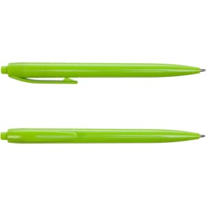 A vibrant green Javelin Pen featuring a sleek design and a clip for easy attachment.