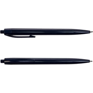 A dark blue Javelin pen featuring a sleek design and a clip for convenience, with a visible logo.