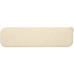A beige stationery set with a smooth surface, featuring a rounded design and a small protruding tab.