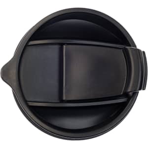 A coffee cup lid designed for reusable drinkware, featuring a sliding closure for easy sipping.