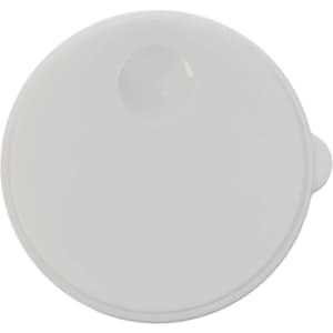 A coffee cup lid in white, featuring a small opening and a secure locking mechanism.