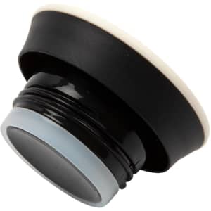 A black and cream slipstream double wall coffee cup with a fitted lid, featuring a logo.