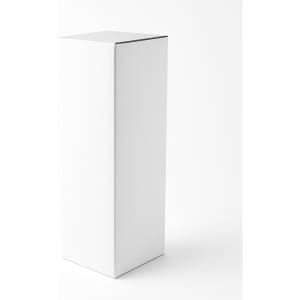 A tall, plain white box with a flat top, set against a light background.