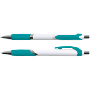 A set of two Vespa Pens, featuring a sleek white body with turquoise accents and grips.