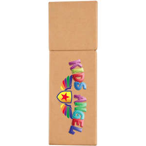 A pencil set packaging featuring the name "Kids Angel" in colorful lettering and a graphic of a shield with a star.