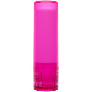 A lip balm stick in a bright pink tube. The design is simple and sleek, suitable for health and personal care use.