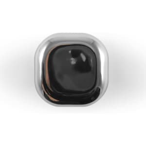 A cube-shaped lip balm with a glossy black surface and rounded corners, designed for health and personal care.
