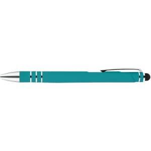 A stylus pen in a teal color featuring a sleek design with silver accents.