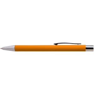 An Aspen Aluminium Pen in vibrant orange with a sleek silver tip and clip.