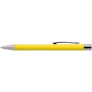 A vibrant yellow aluminium pen with a silver tip and clip, designed for writing.