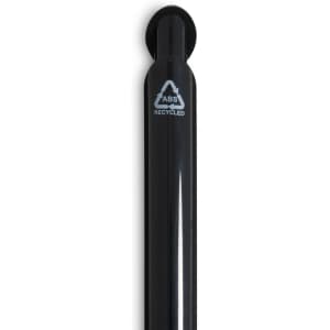 A black gel ink pen with a smooth barrel and a recycling symbol on the side. It features a branding logo.