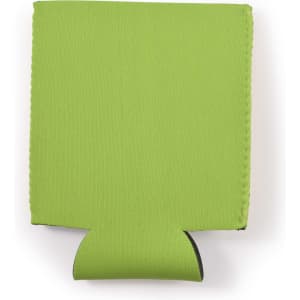 A drink bottle cooler in vibrant green, designed to keep beverages cold.