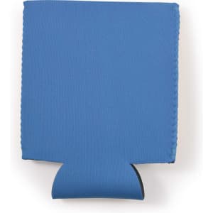 A drink bottle insulator in a solid blue color, designed to keep beverages cold.