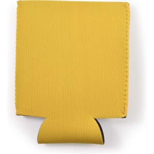 A drink bottle cooler in a vibrant yellow color, designed to fit standard bottles.