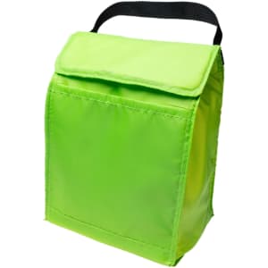 A vibrant green Sumo Cooler Lunch Bag with a top flap and a sturdy black handle.