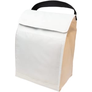 A Sumo Cooler Lunch Bag featuring a simple, classic design with a white exterior and a black handle for easy carrying.