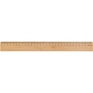 A bamboo 30cm ruler in a natural wood finish with numbered markings for measurement.