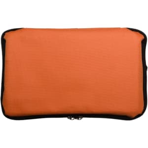 An orange cooler bag with a black zipper, featuring a textured surface and a simple design.