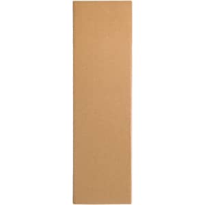 A drink bottle is packaged in a plain brown cardboard box, showcasing a rectangular shape and a minimalistic design.