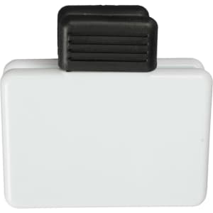 A magnetic clip designed for office use, featuring a sturdy black grip and a white body for organizational purposes.