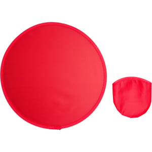 A red round item with a matching smaller pouch, designed for easy storage.