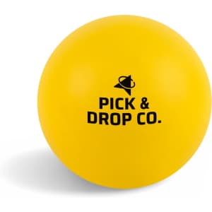 A yellow Hi Bounce Ball with a logo, designed for fun and games activities.