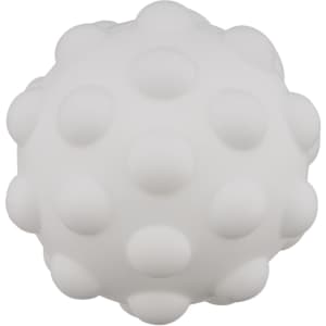 A white textured ball featuring raised dots, designed for tactile interaction. It has a smooth, rounded shape.