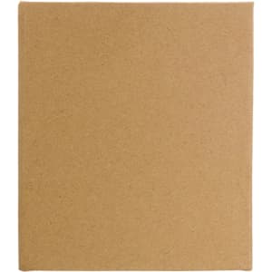 A large, plain, square cardboard box with a textured surface, designed for packaging.