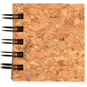 A set of Codex Cork Sticky Notes featuring a natural cork exterior and a spiral binding.