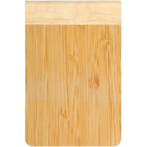 A bamboo notebook with a sleek design and a natural wooden top section. The cover features a textured bamboo finish.