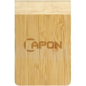 A bamboo notebook featuring a natural wood finish and a simple, elegant design.