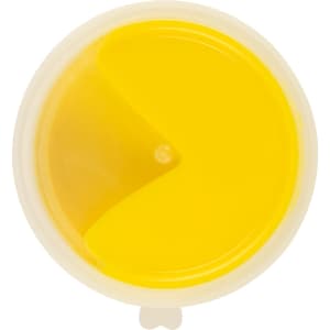 A round container of bright yellow putty with a two-tone design. The container has a logo on top.
