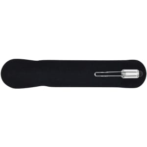 A stylus pen featured on a black velvet background, showcasing its sleek design and metallic clip.