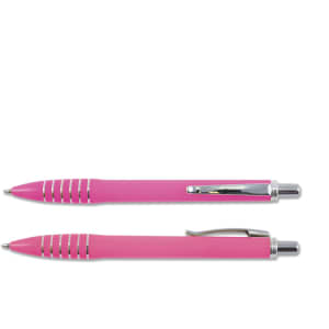 A set of Titan Pens in vibrant pink color, featuring a sleek design with a textured grip and chrome accents.