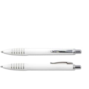 A set of Titan Pens in white plastic with a sleek design and metallic accents.