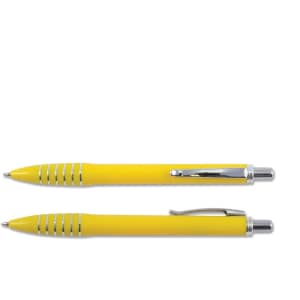 A yellow Titan Pen with a shiny silver clip and grip design. The pen features a bold plastic exterior.