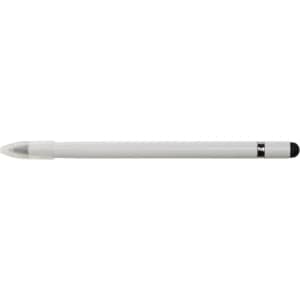 A sleek, inkless pen with a white barrel and a black tip, designed for smooth writing.