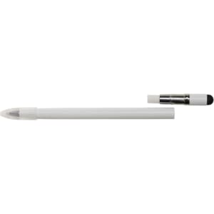 An inkless pen with a sleek white design and a retractable tip for versatile writing.