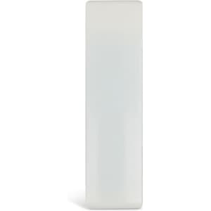 A white mini lint roller with a smooth surface, featuring a logo on one side.