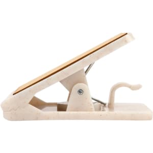 A beige Mako Magnetic Clip with a wooden grip, designed for holding documents securely. Features a logo on the side.