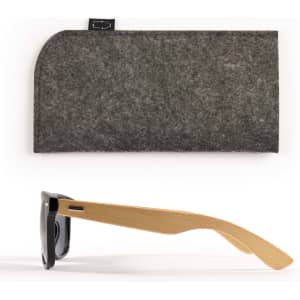 Ultra Sunglasses Pack featuring stylish sunglasses with bamboo arms, accompanied by a protective felt case.